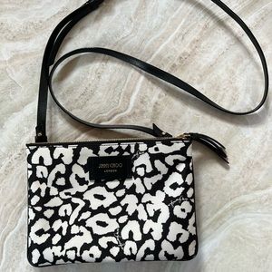 Jimmy Choo Candice double pouch black & white leopard crossbody